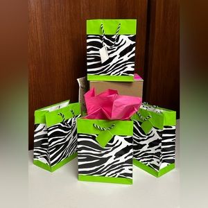 Celebrating Home Retired Green and black Zebra stripes gifts bags